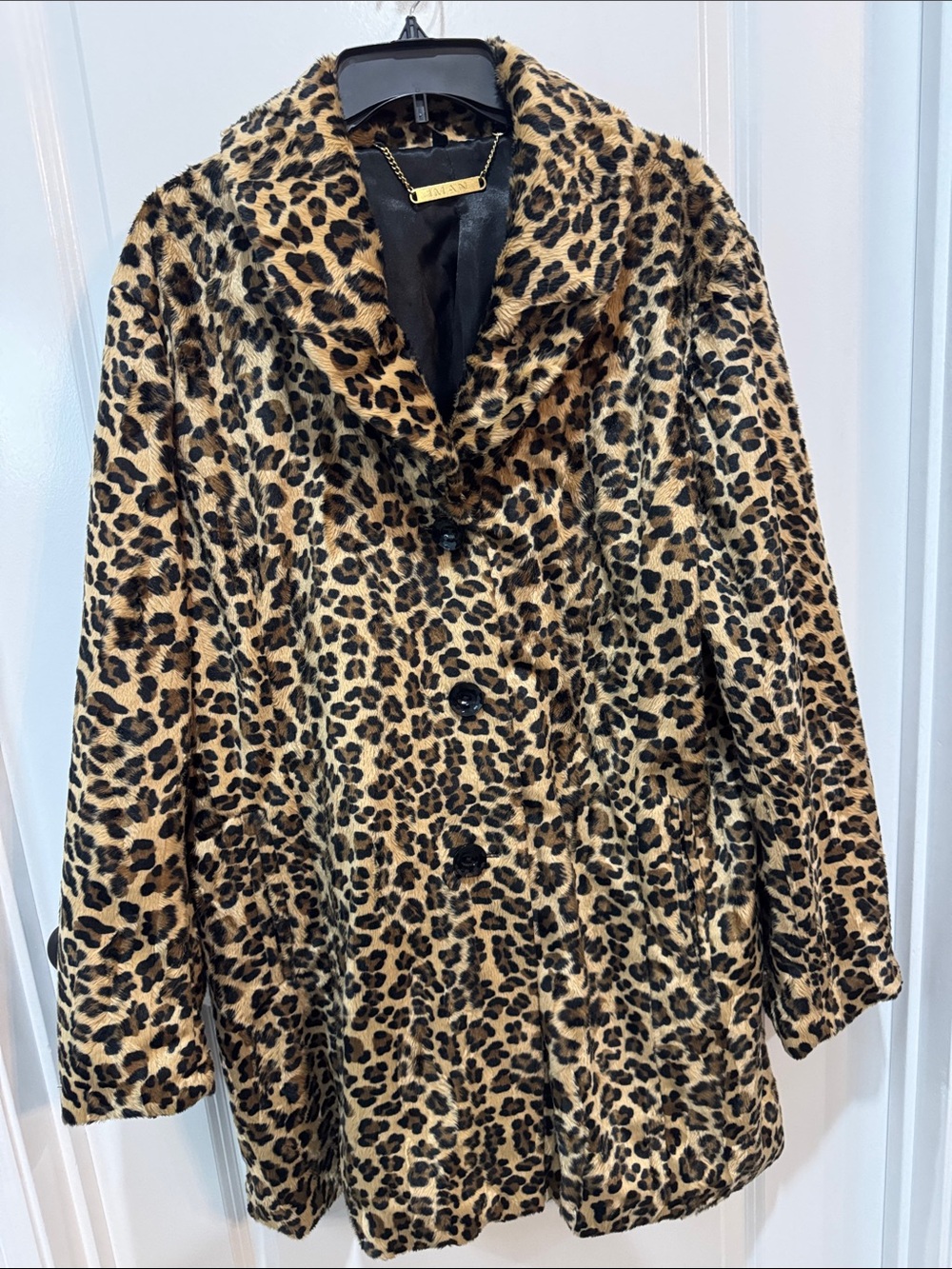 IMAN Leopard-Print Faux Fur Jacket in Brown and Black